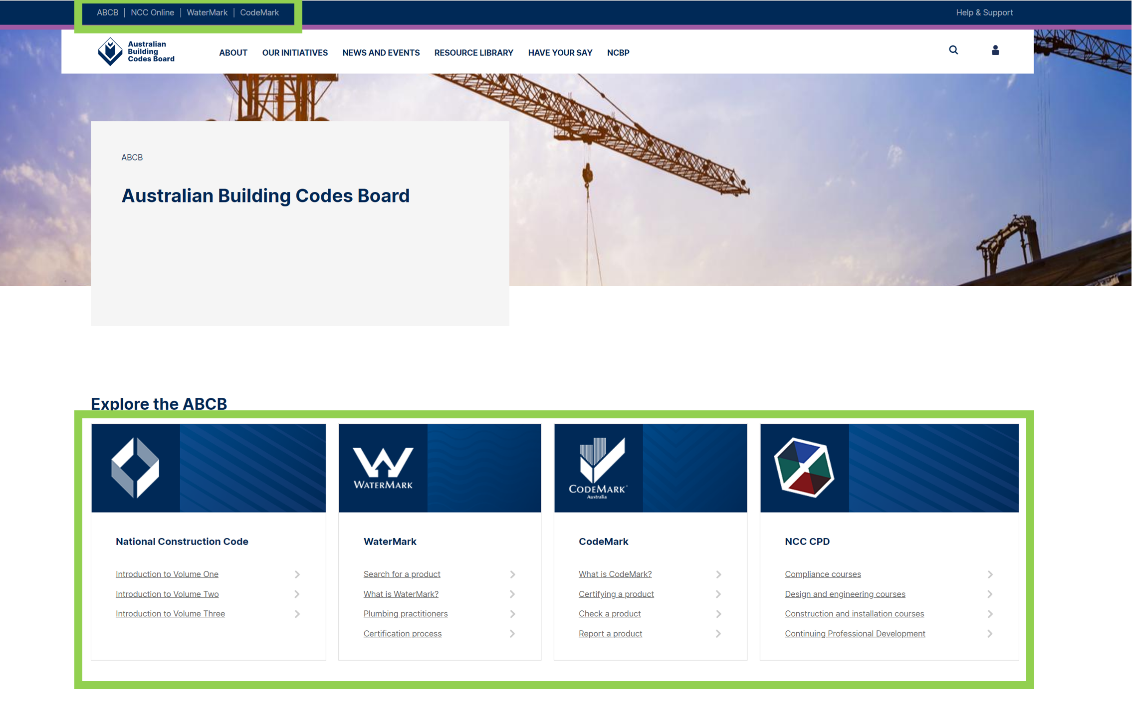 ABCB website home page